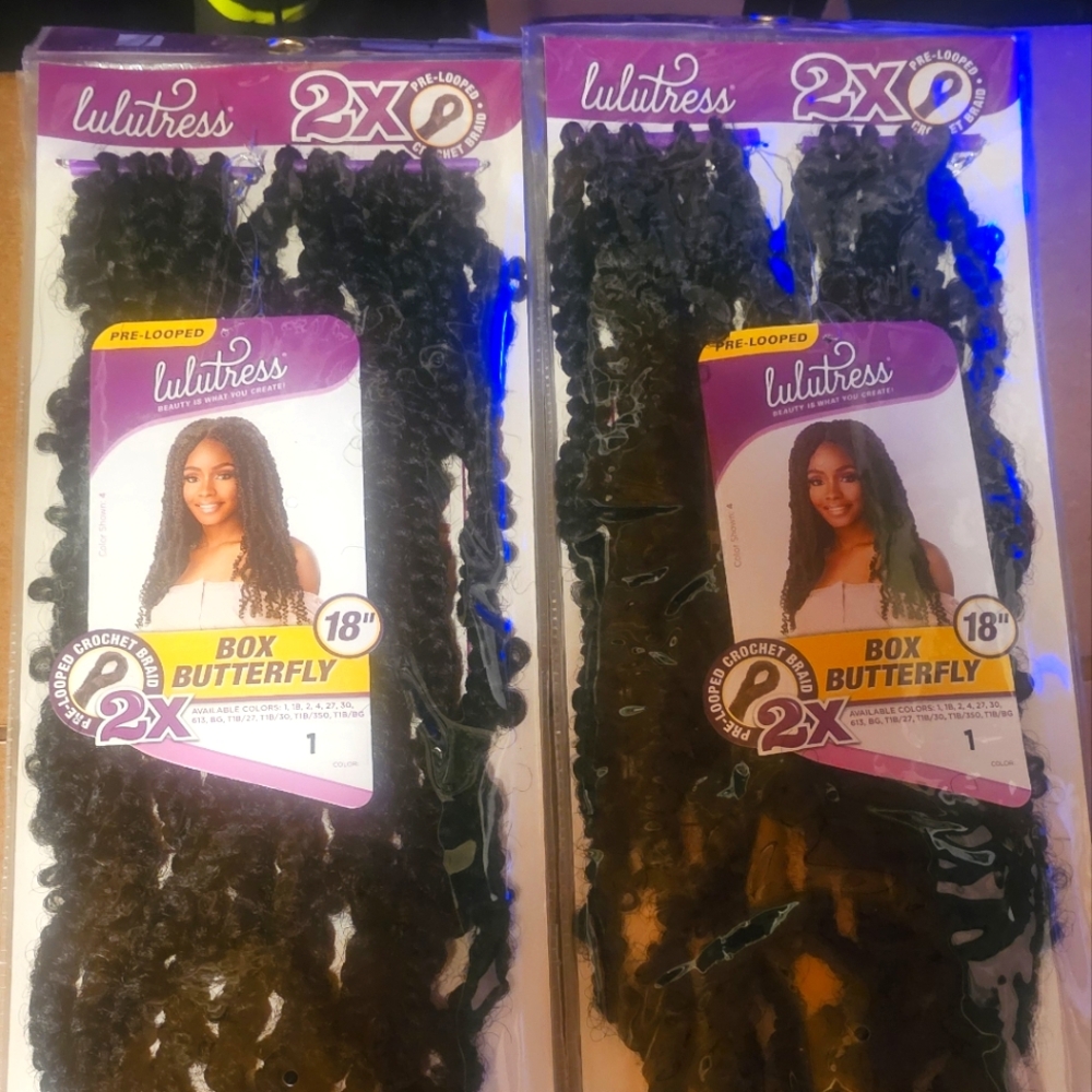 2×Box Butterfly Hair Extensions18" - Black Included 4 Packages Of Hair